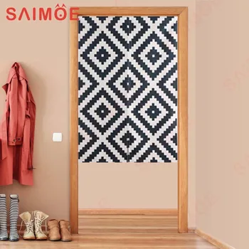 Скандинавская черная Геометрическая льняная дверная занавеска Geometry Noren Home Decor Спальня, кухня, Декоративный вход, Подвесные полупрозрачные шторы