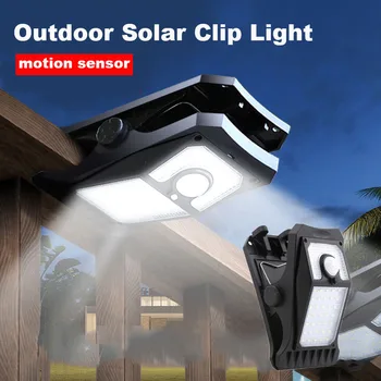 Солнечный светодиодный уличный фонарь Наружный зажимной датчик движения IP65 Водонепроницаемый Походный фонарь для ограждения палубы стены кемпинга Палатки Патио