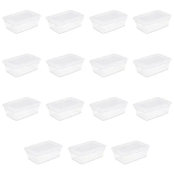 Стерлит 12 Qt. Коробка для хранения Пластиковая белая Набор из 15 органайзеров размером 16,88 x 11,50 x 5,88 дюйма