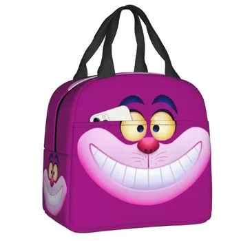 Сумки для ланча Smiling Cheshires с термоизолировкой, женские сумки для ланча с мультяшным аниме-рисунком для детей, коробка для Бенто для школьников