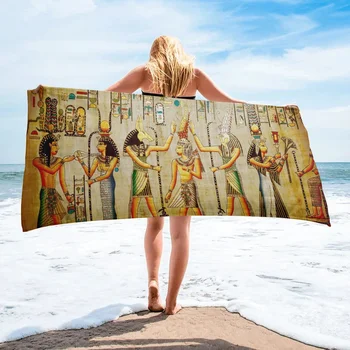 Текст в стиле Египетского племени, пляжное полотенце в стиле ретро, Походные аксессуары для ванной комнаты, домашние банные полотенца из микрофибры, Туристический лагерь для взрослых