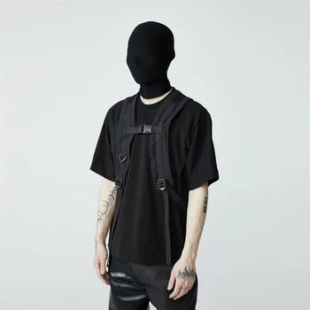 Технологичная Одежда В Авангардном стиле С тонкой Спинкой Для Мужчин, Черная футболка С коротким рукавом Для Женщин