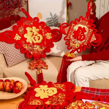 Традиционный Китайский узел С кисточкой, Подвесной Декоративный китайский Традиционный Декоративный красный фланелевый Красный Китайский узел ручной работы