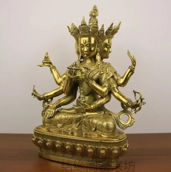 Украшения из чистой меди, Будда Дзогчен, статуя матери Будды, долгая жизнь, три бронзовые статуи, Тибетский Тантрический буддизм, Непал