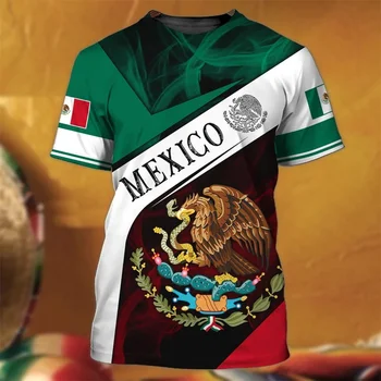 Футболки с изображением мексиканского орла, уличная одежда с 3D-принтом для мальчиков и девочек, повседневная модная футболка с круглым вырезом большого размера, Детские футболки, топы, одежда
