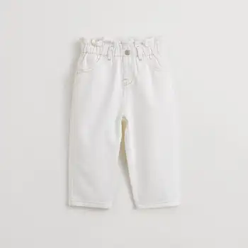 Хлопковые джинсовые брюки MARC & JANIE для девочек, детские хлопковые повседневные брюки с кружевным поясом на весну 240227