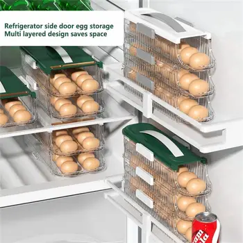 Ящик для хранения яиц в холодильнике, Портативный Прочный, Автоматический Прокатывающийся, Большой Емкости, Контейнер для хранения яиц, Домашняя Кухня